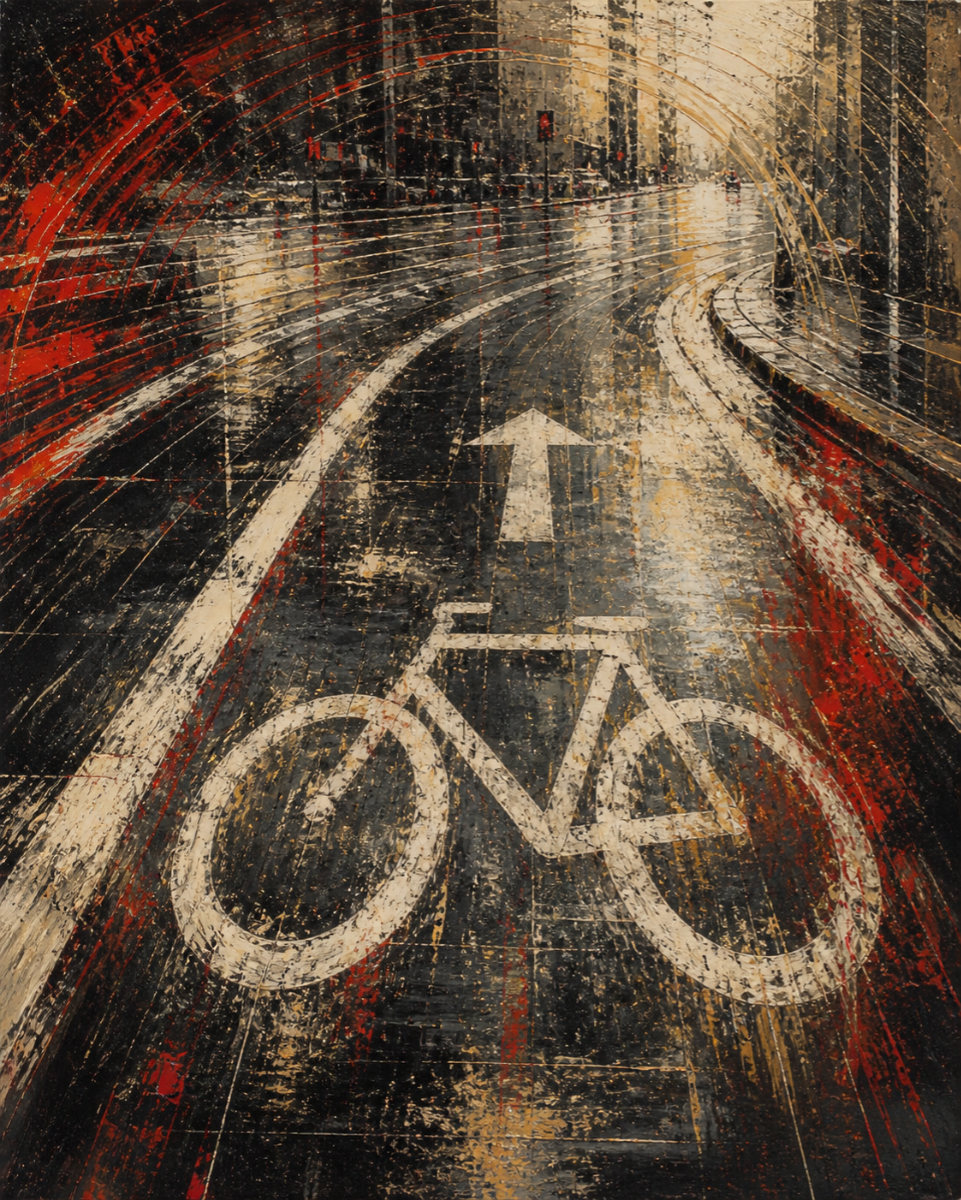 Urbane Zeichen Fahrradspur KI-basierter Entwurf von Wolfgang Wimhöfer