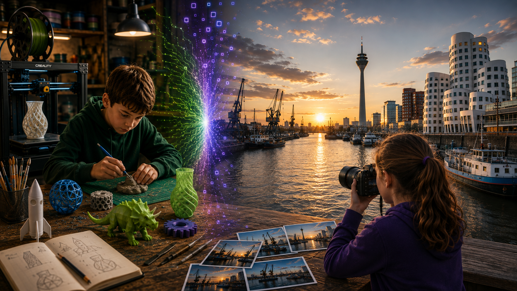 Kinder entdecken 3D-Druck und Fotografie im Düsseldorfer Hafen